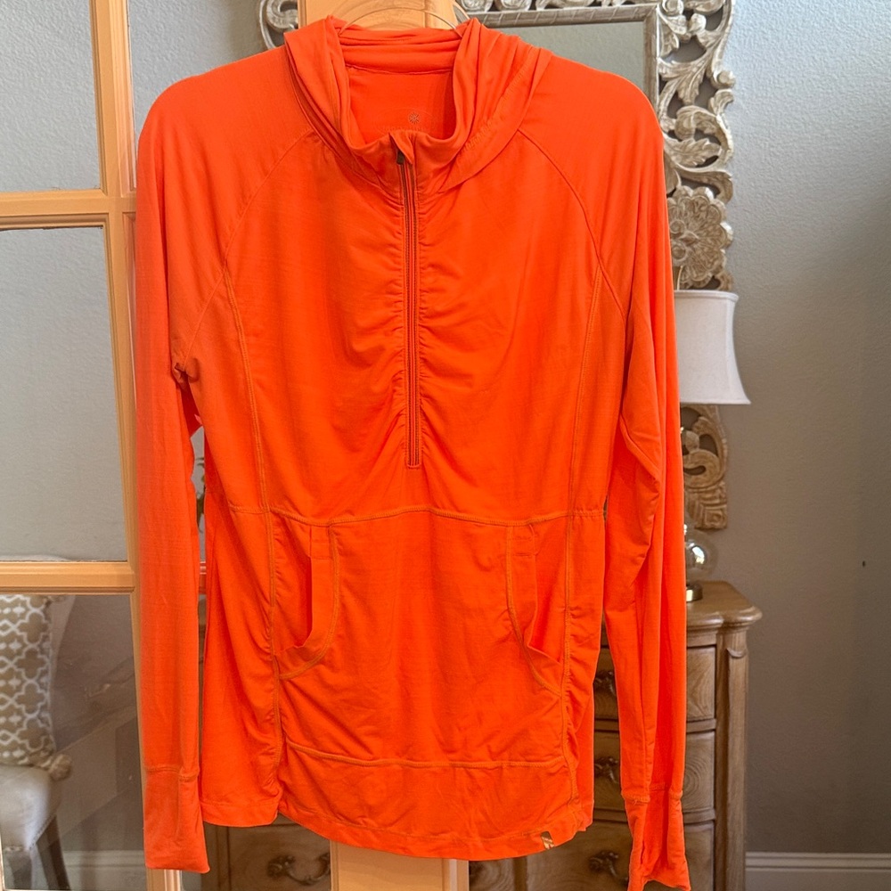 Tangerine Vibrant Orange Silky Quarter Zip